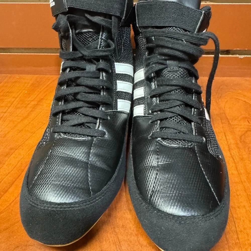 Adidas Black and White High-Top Athletic Shoes